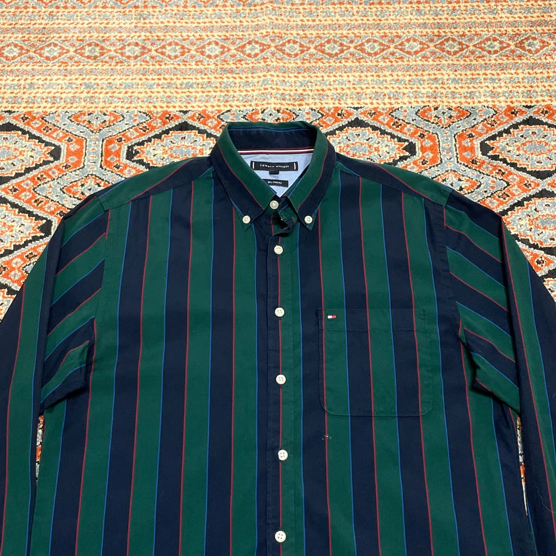 타미힐피거 딥그린 스트라이프 셔츠 남성M  상품이미지2