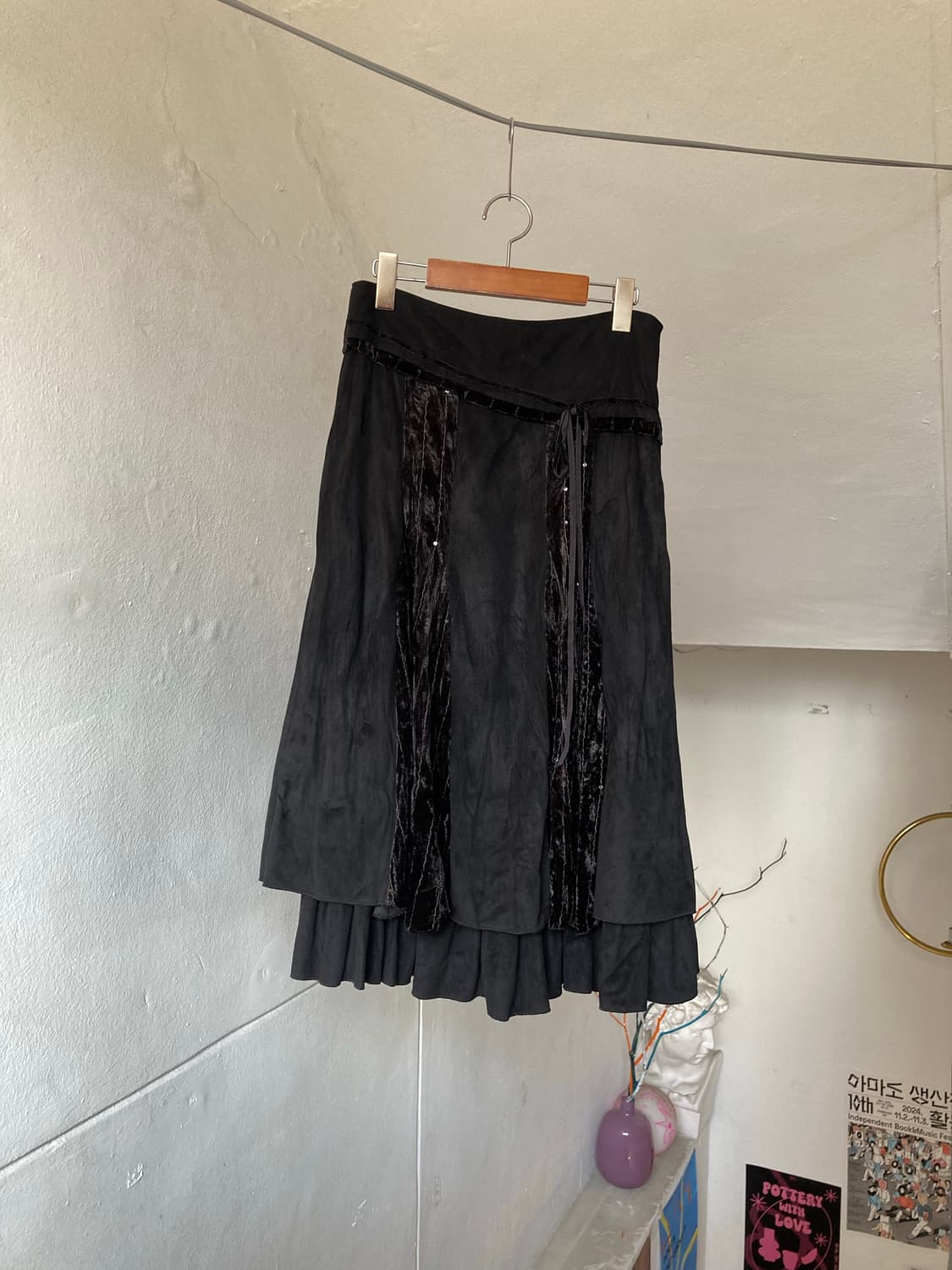 벨벳 레이어드 캉캉 미디 플레어 스커트 상품이미지1