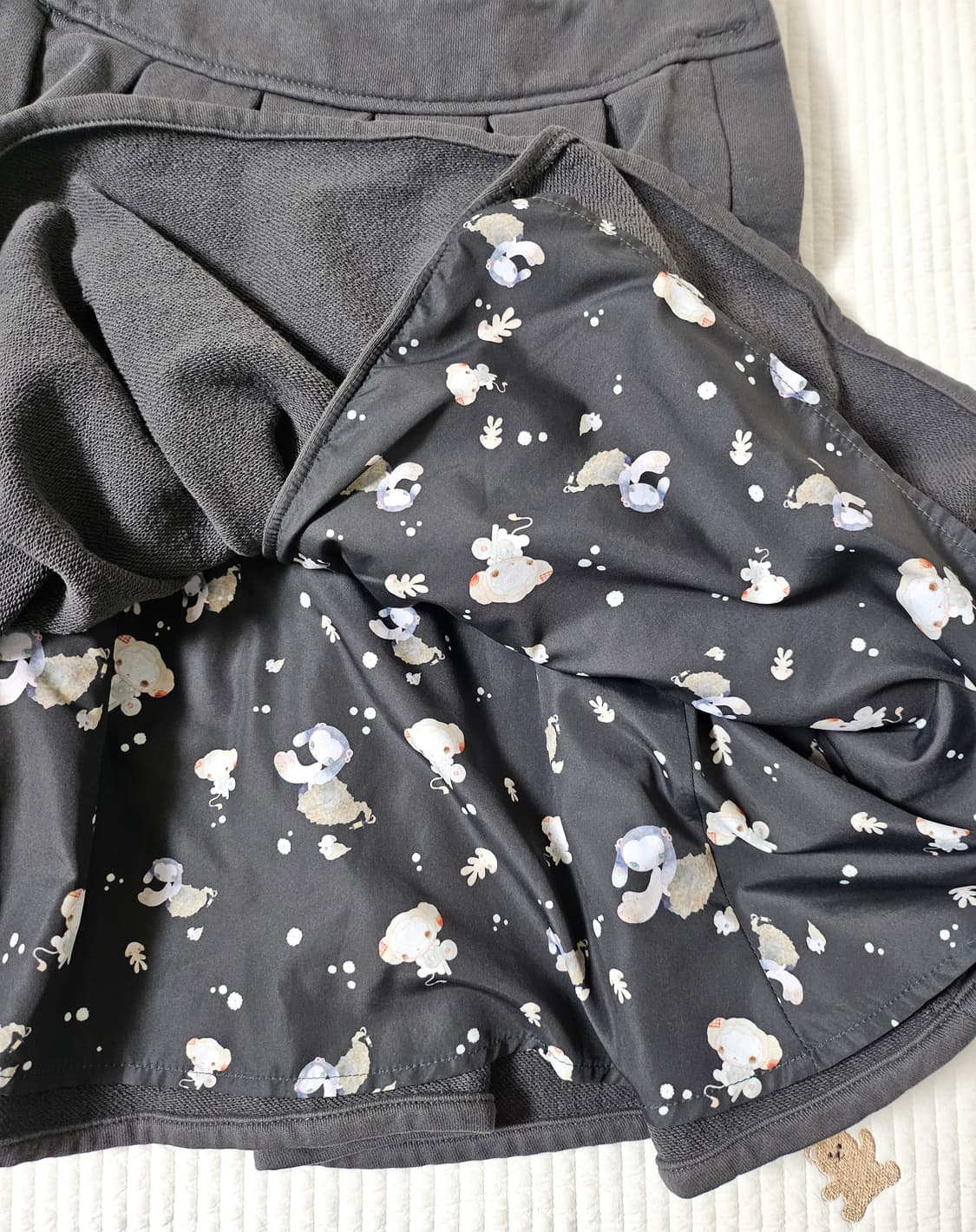 코이세이오 COZY SWEAT WRAP SKIRT CHARCOAL 상품이미지6