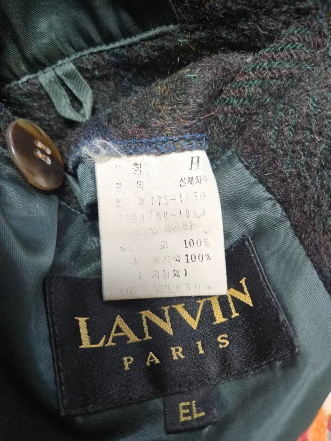 90s 랑방(LANVIN) 체크  울 자켓 105~110 상품이미지10