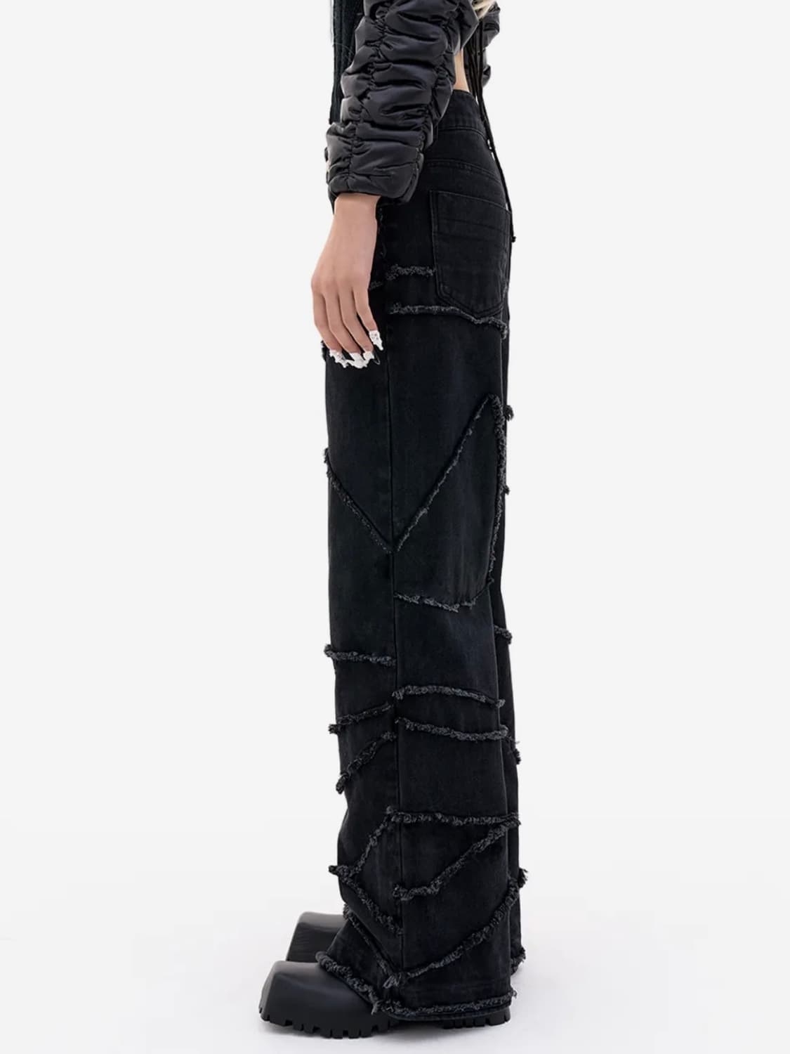 와이이이엘 데님 팬츠 블랙 M PATCHWORK DENIM 상품이미지2