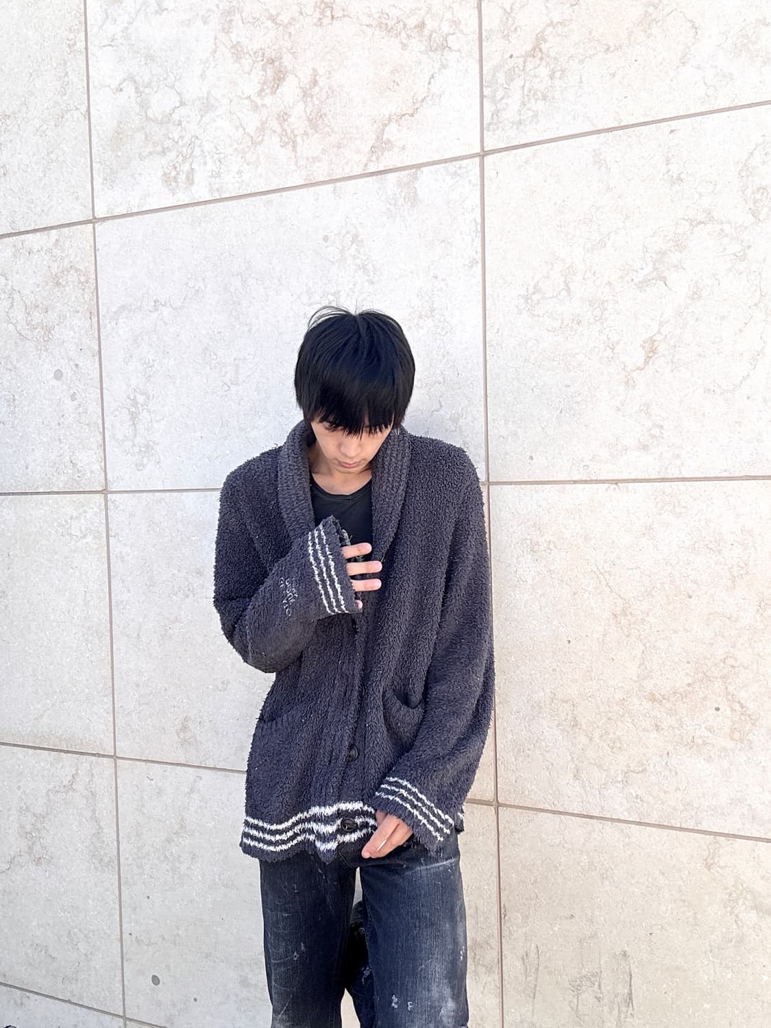 [GELATO PIQUE] Stipe Detail Grey Knit Ca 상품이미지1