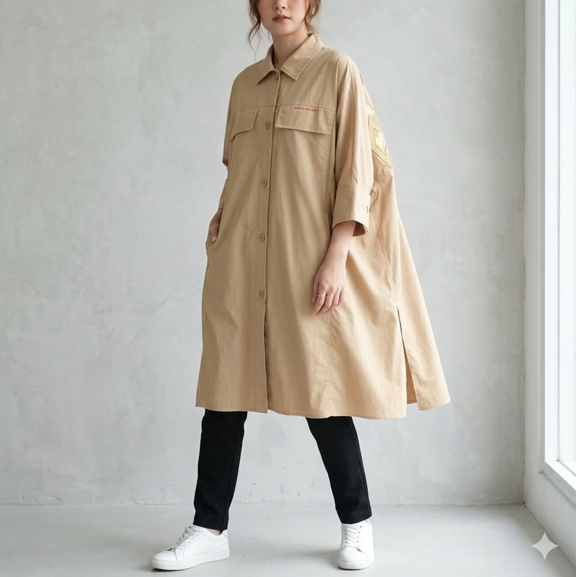 [55-66]쥬시쥬디 롱 셔츠형 원피스 겸 자켓 상품이미지1