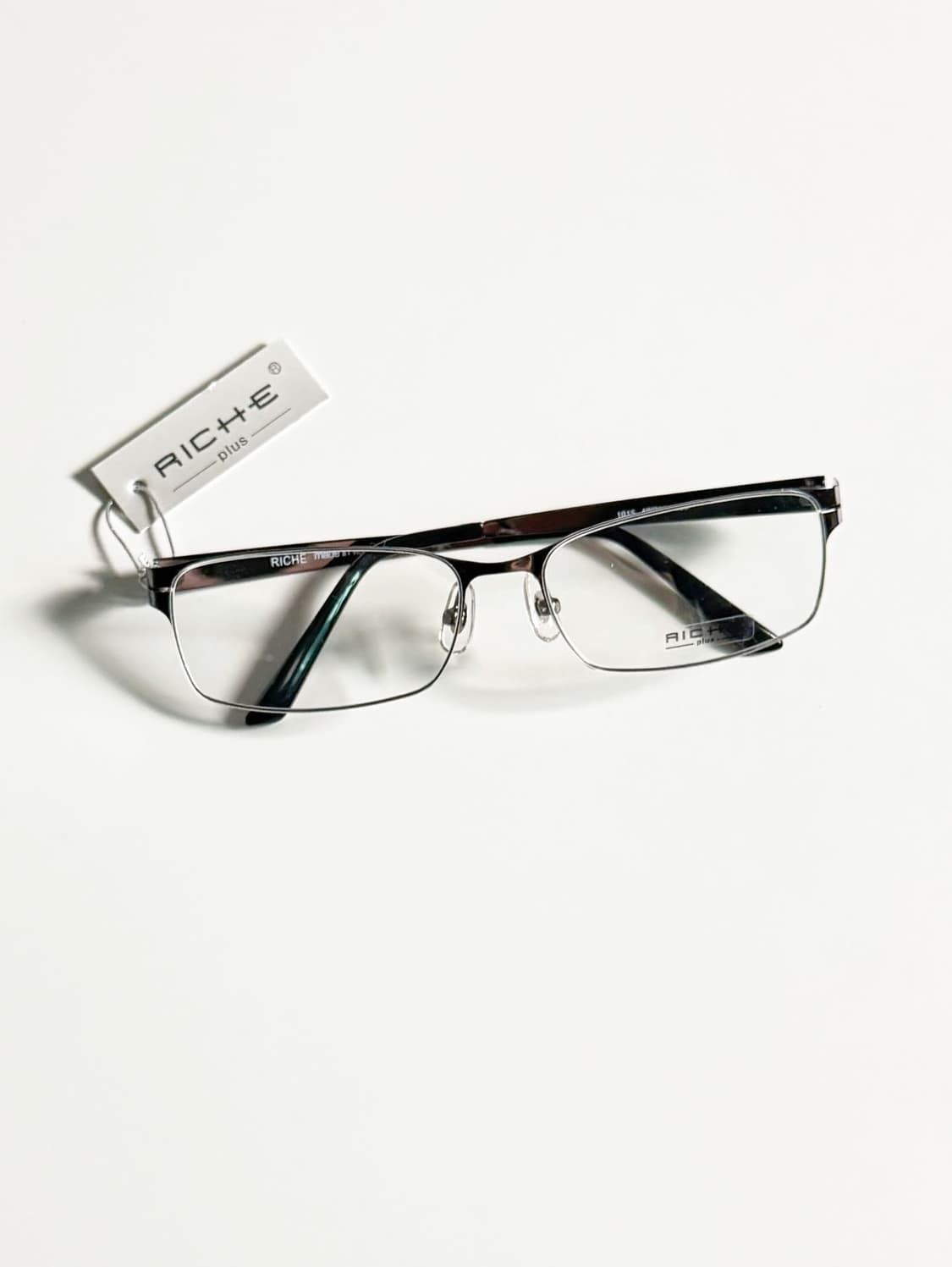 RICHE 다크실버 메탈 슬림 스퀘어 프레임 빈티지 안경 상품이미지2