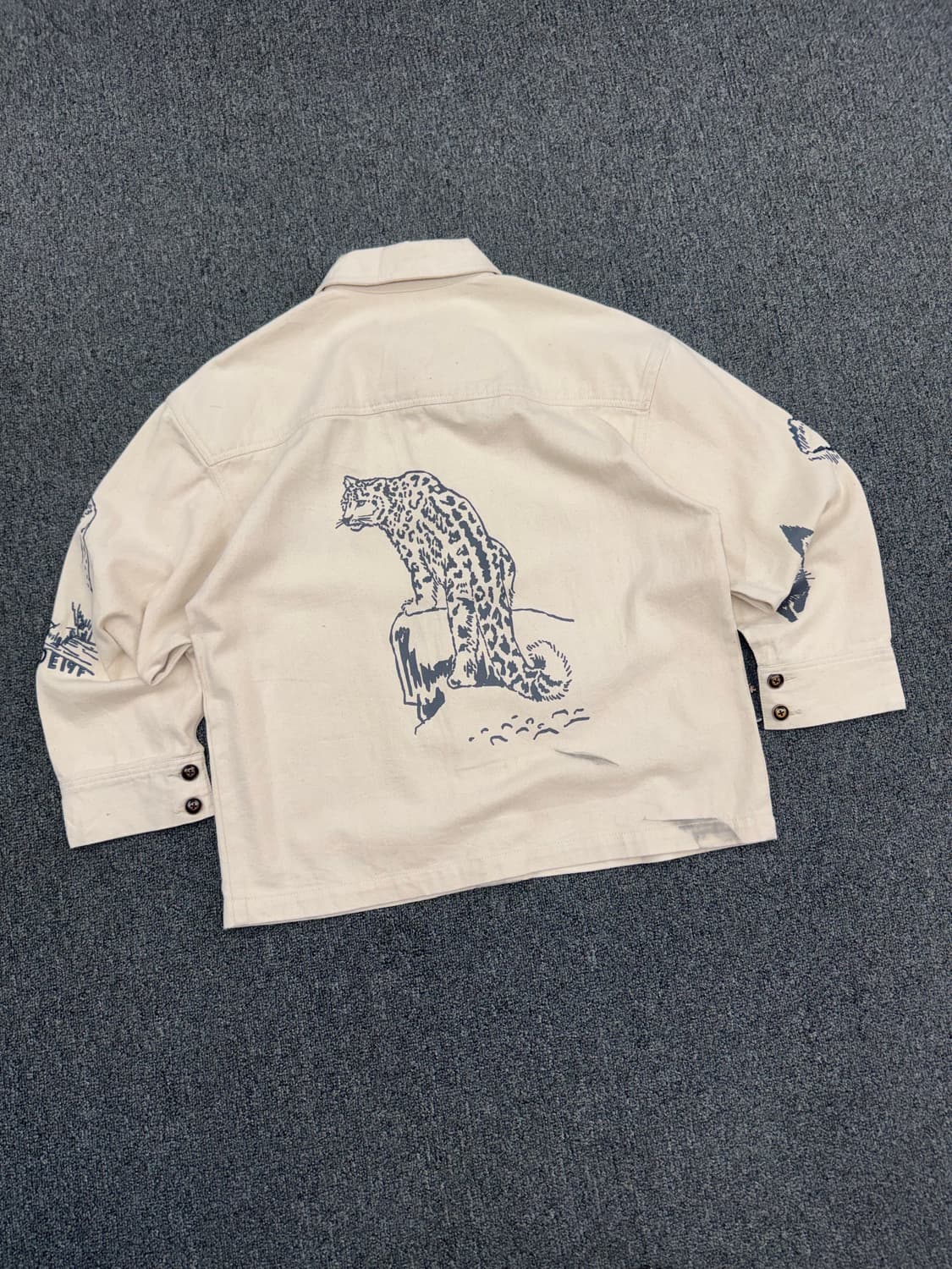 OS)MEDE19F 빈티지 동물 자수 페인팅 베이지 워크자켓 상품이미지6