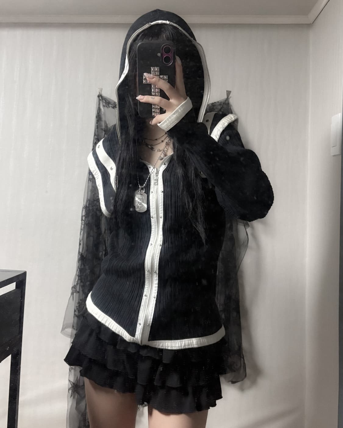 펑크 y2k 스터드 포인트 후드집업  상품이미지3