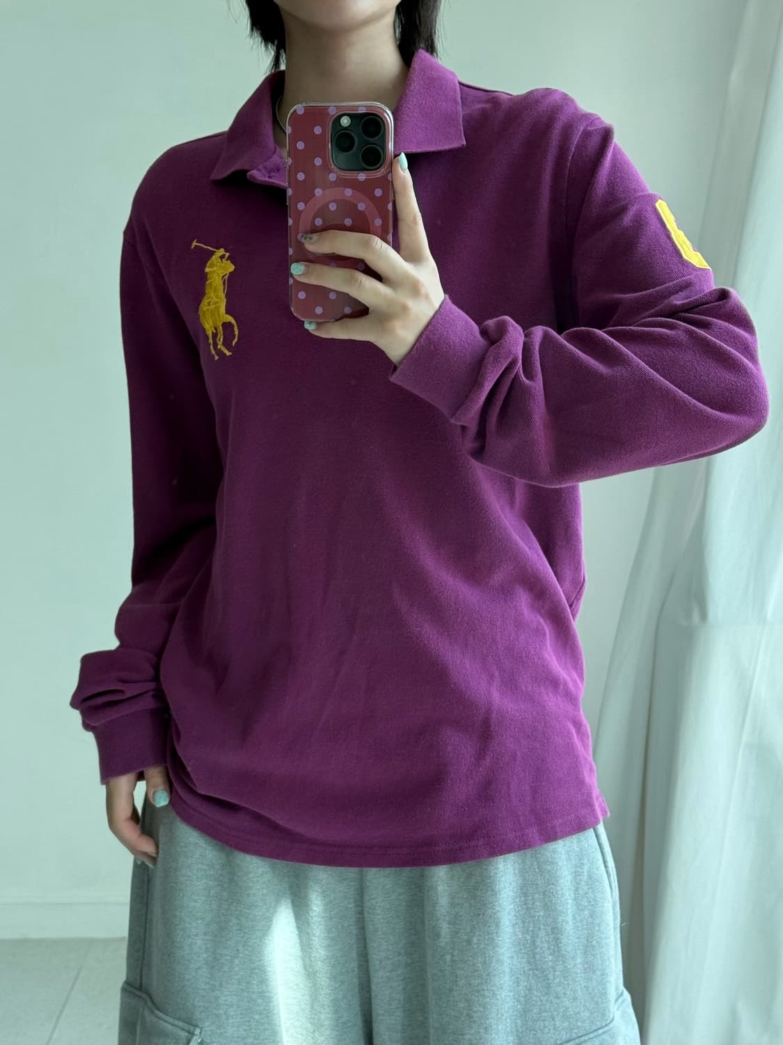 폴로 퍼플 빅로고 피케이 롱슬리브 상품이미지2