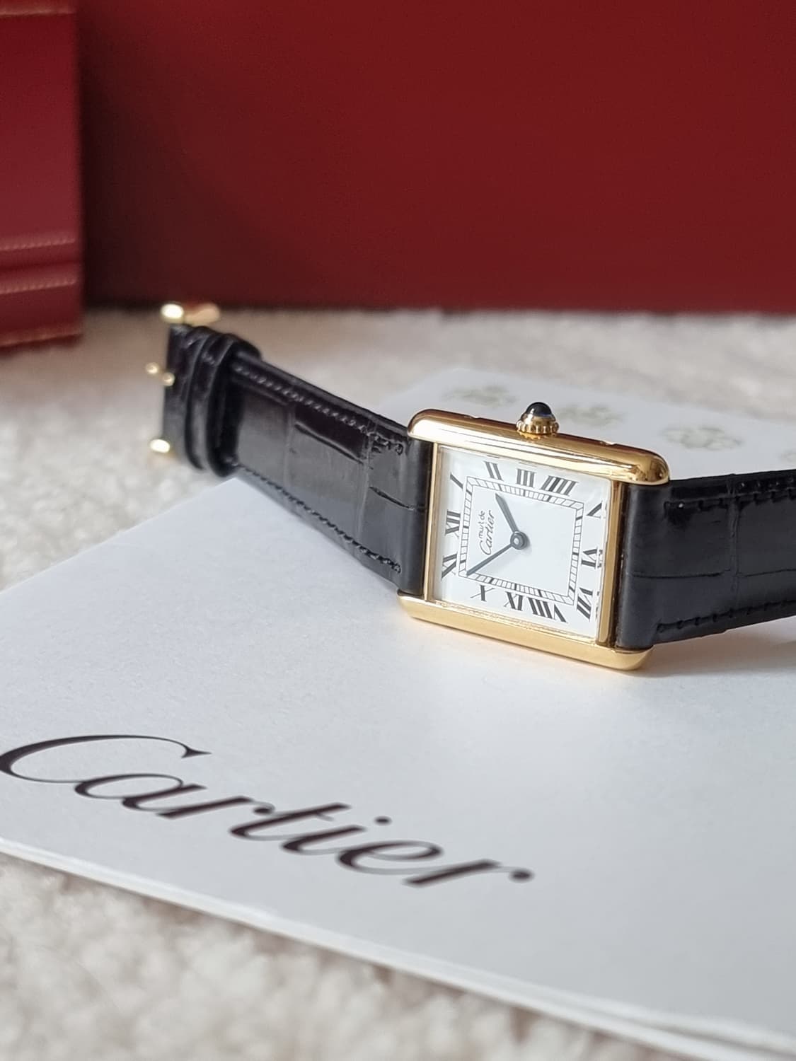 까르띠에 빈티지 탱크머스트 라지 화이트다이얼 핀버클 시계 (남여공용) 상품이미지3