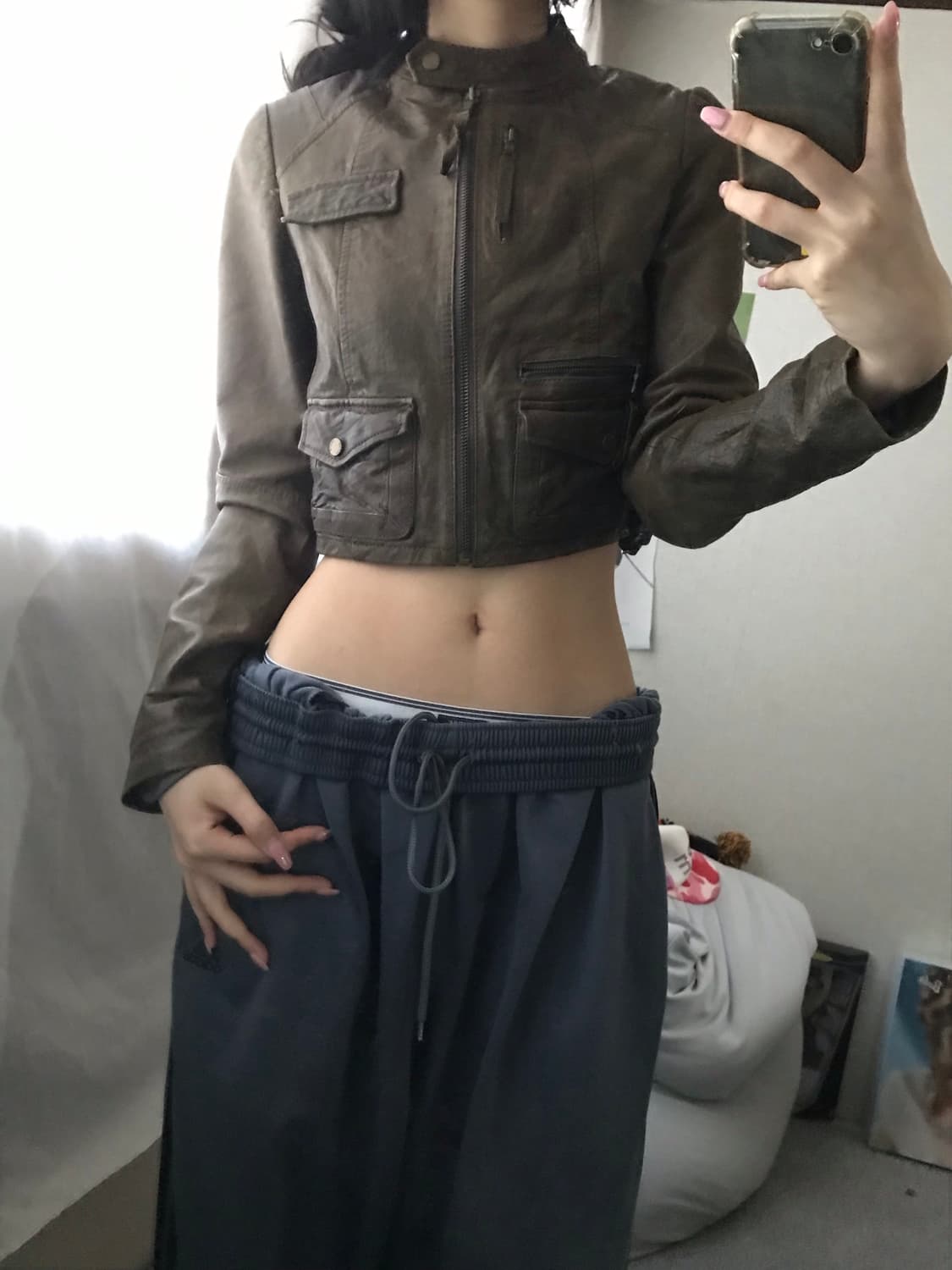 빈티지 넥버클디테일 레더자켓 상품이미지6