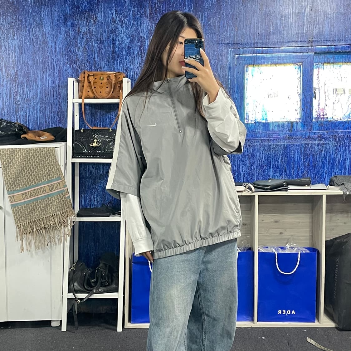 나이키 회색 반팔 아노락 L 상품이미지2