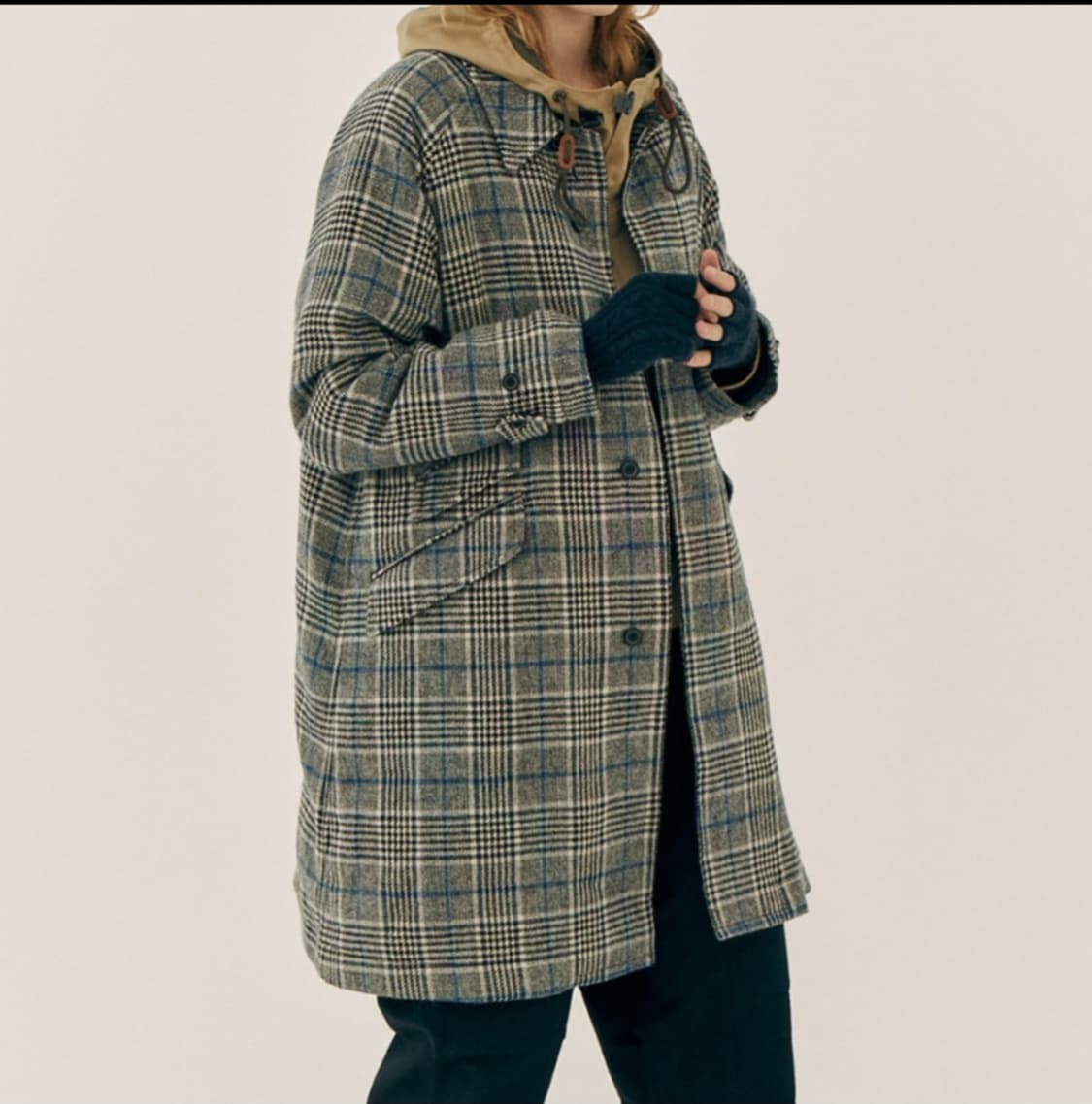 이스트로그 남성  버진울 발마칸 체크코트 베이지/블루 L 상품이미지2