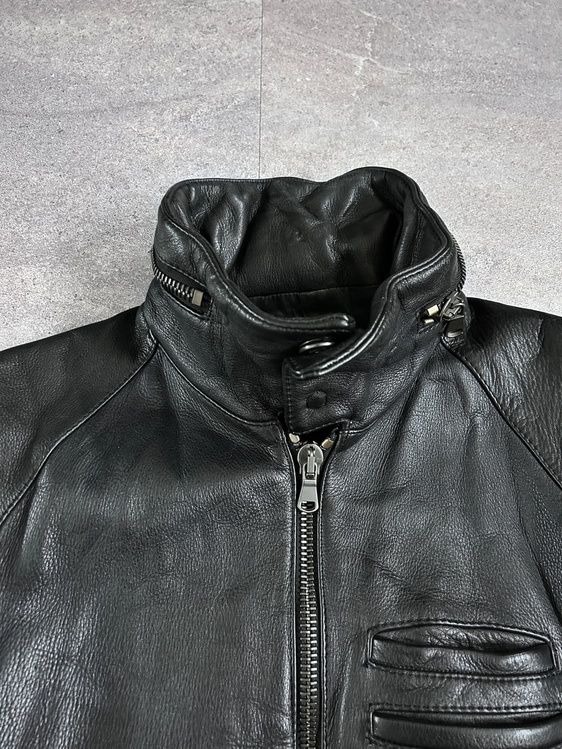 준 하시모토 히든 후디 하이넥 램스킨 자켓 상품이미지2