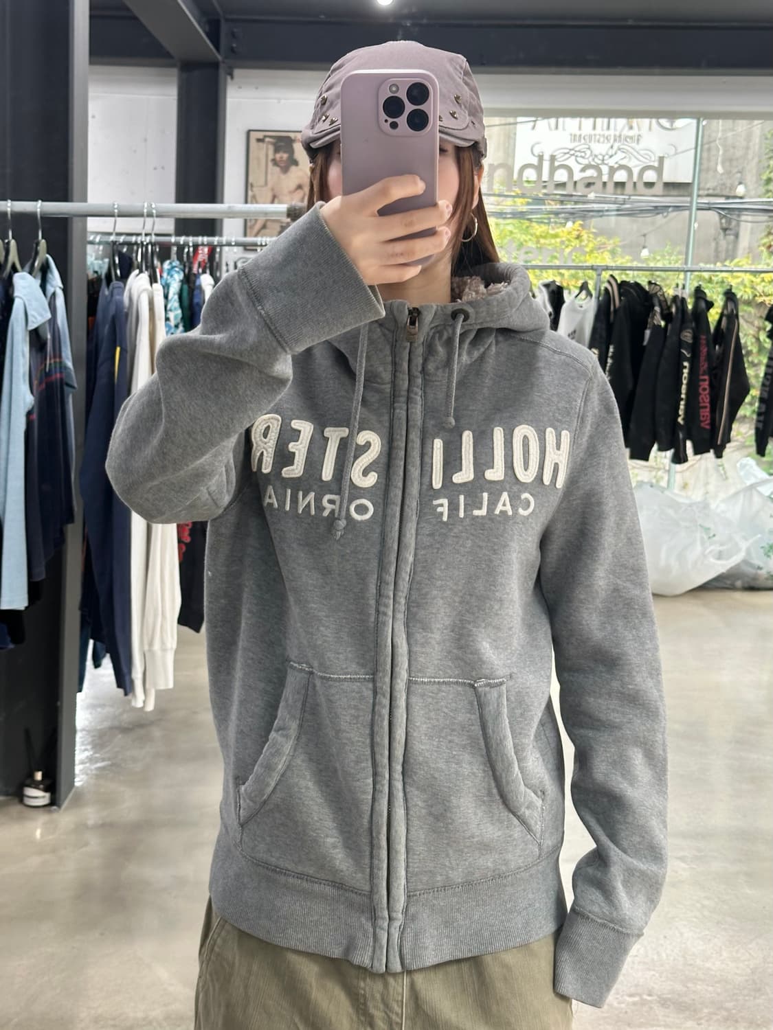 홀리스터 양털 울프죠 후드집업 그레이 상품이미지1