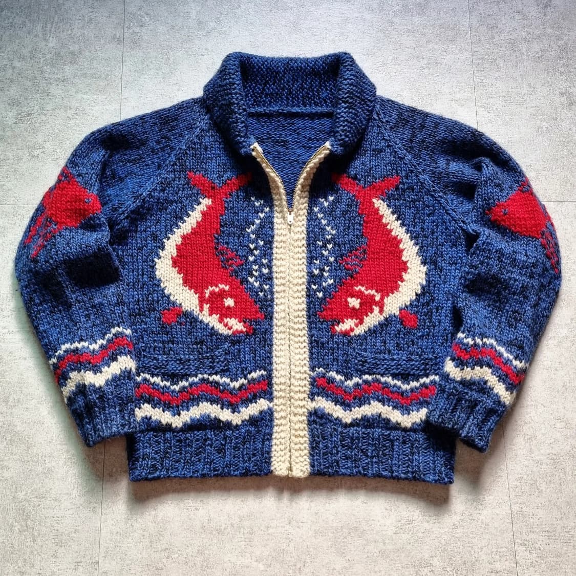 60s Cowichan Cardigan 'Salmon' L sz 상품이미지1
