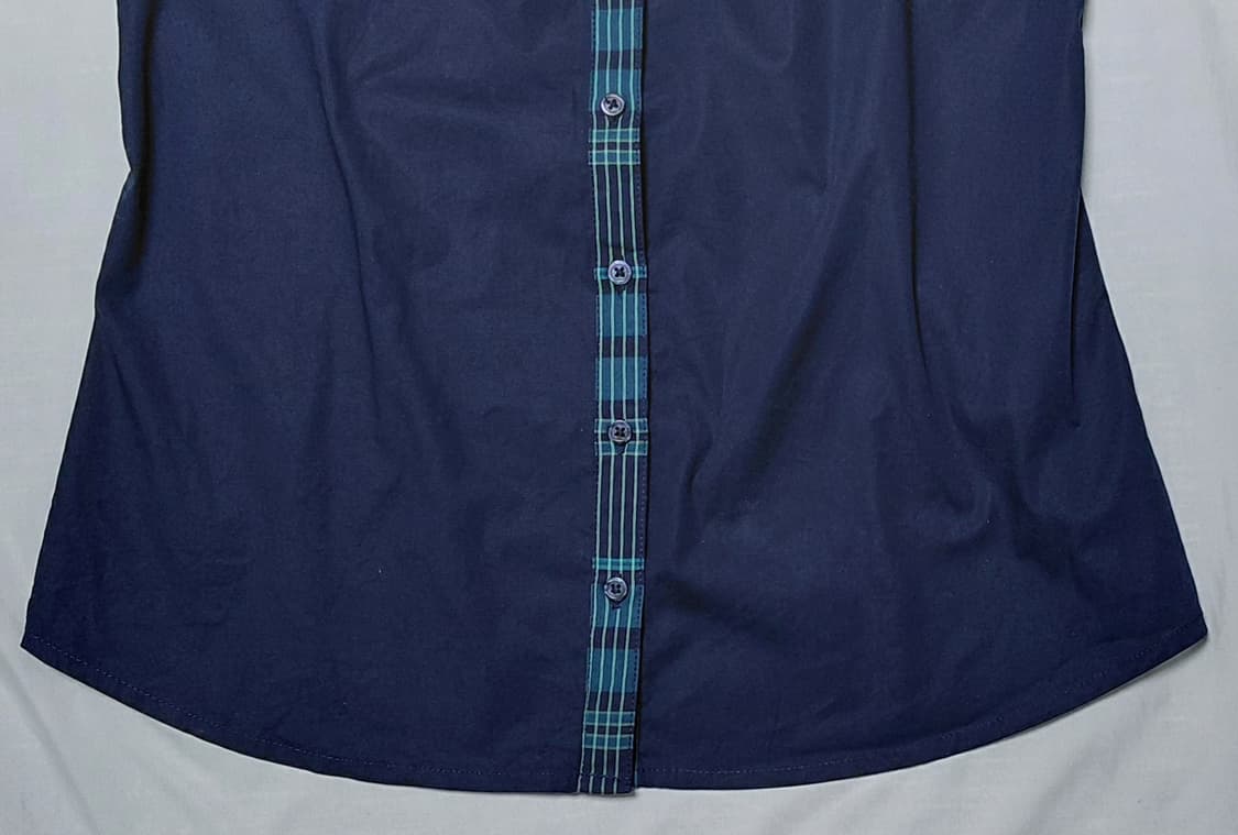 [S] 타미 힐피거 여성 타탄체크 배색 스트레치 셔츠 (네이비) 상품이미지3