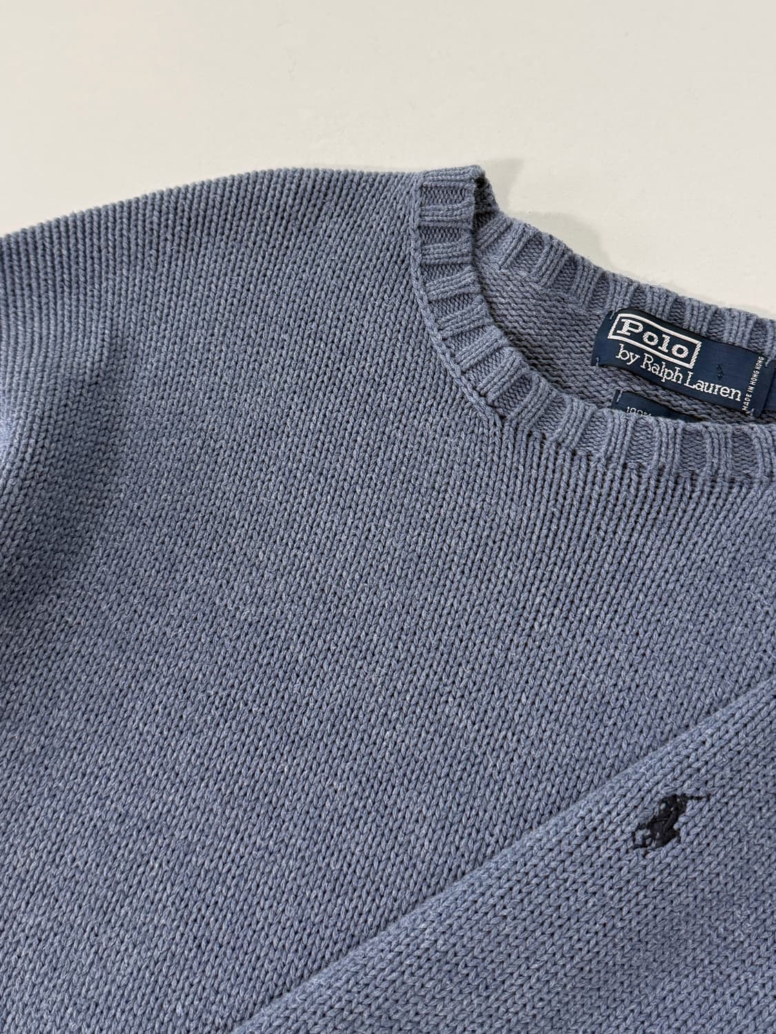 폴로 랄프로렌 00‘s 루즈핏 해비 코튼 빈티지 블루 니트 상품이미지3