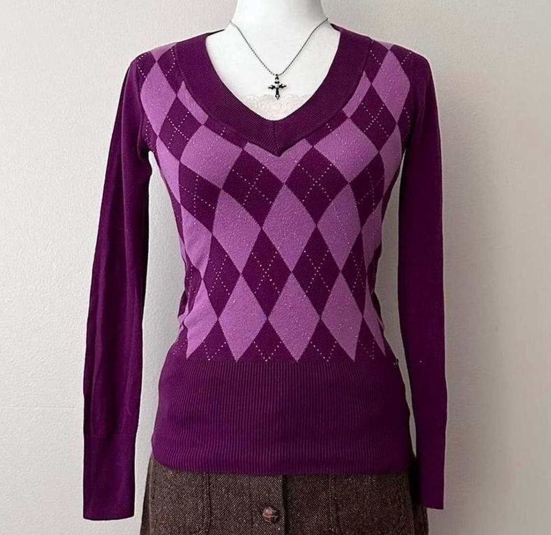 게스 빈티지 아가일 니트 상품이미지3