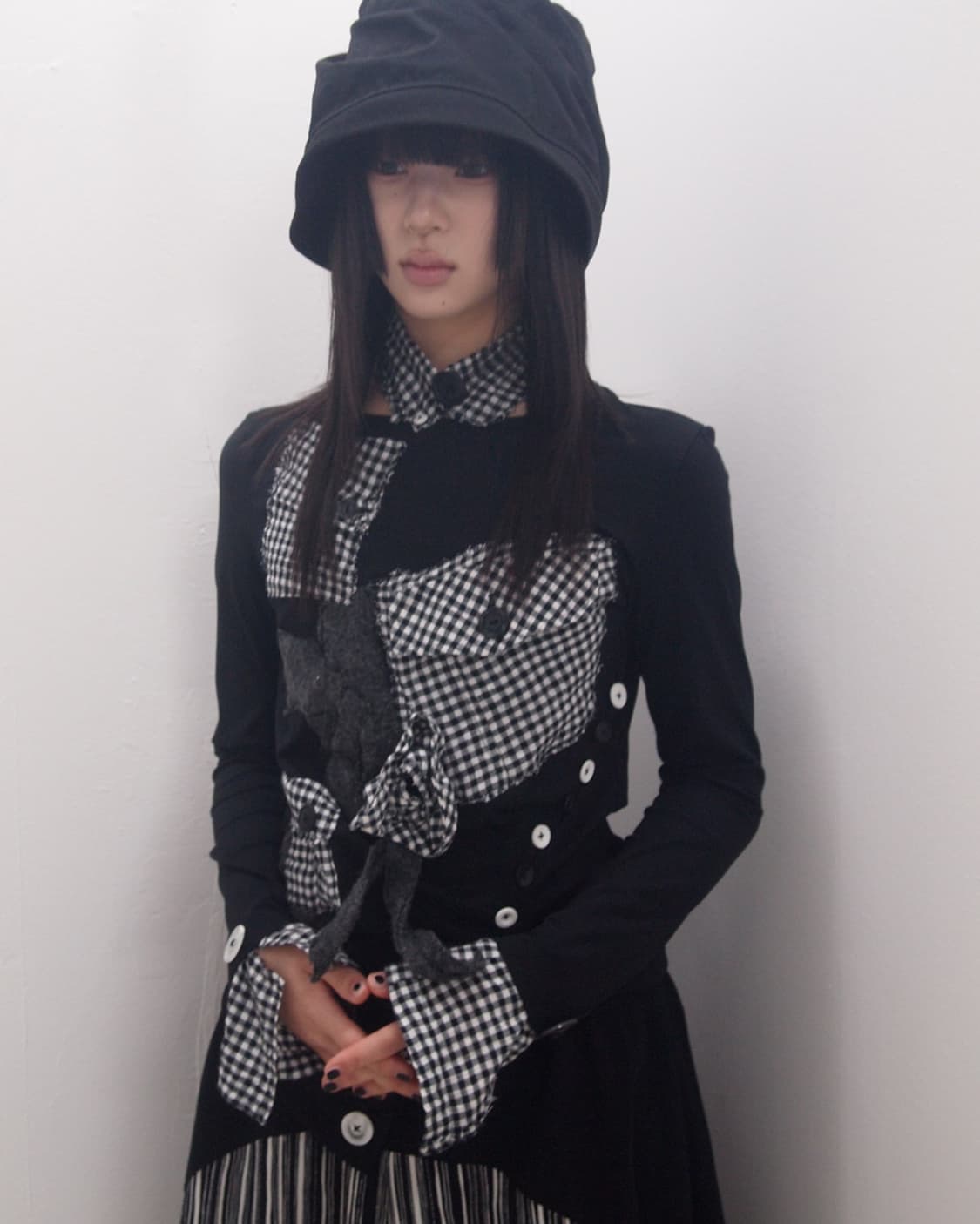Custom🐾)Gingham check point collar top 상품이미지1