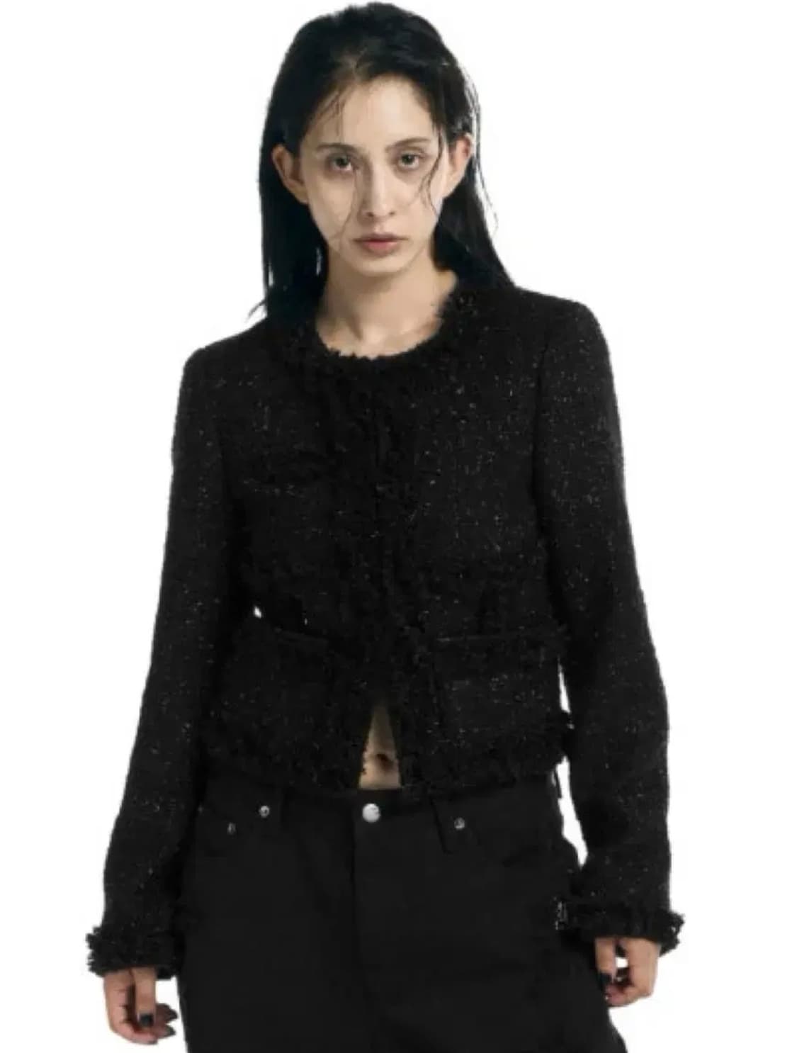 오도어 트윙클 트위드 자켓 블랙 팝니다 상품이미지2