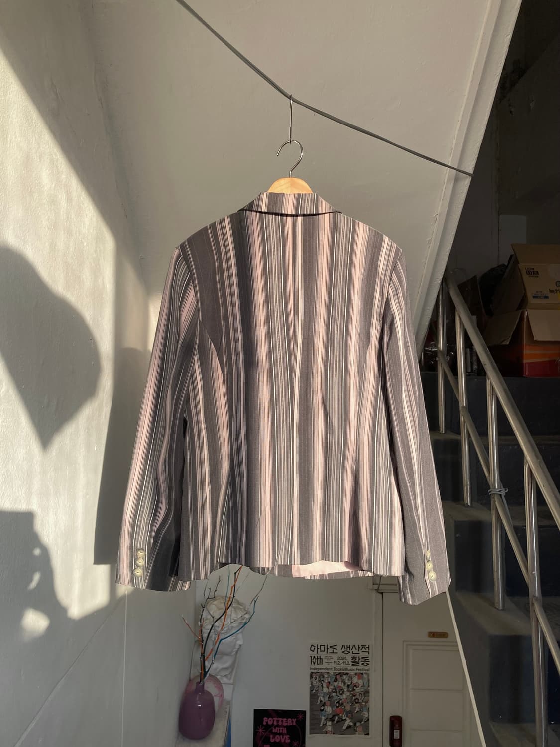 빈티지 색감 핏 좋은 스트라이프 자켓 상품이미지5