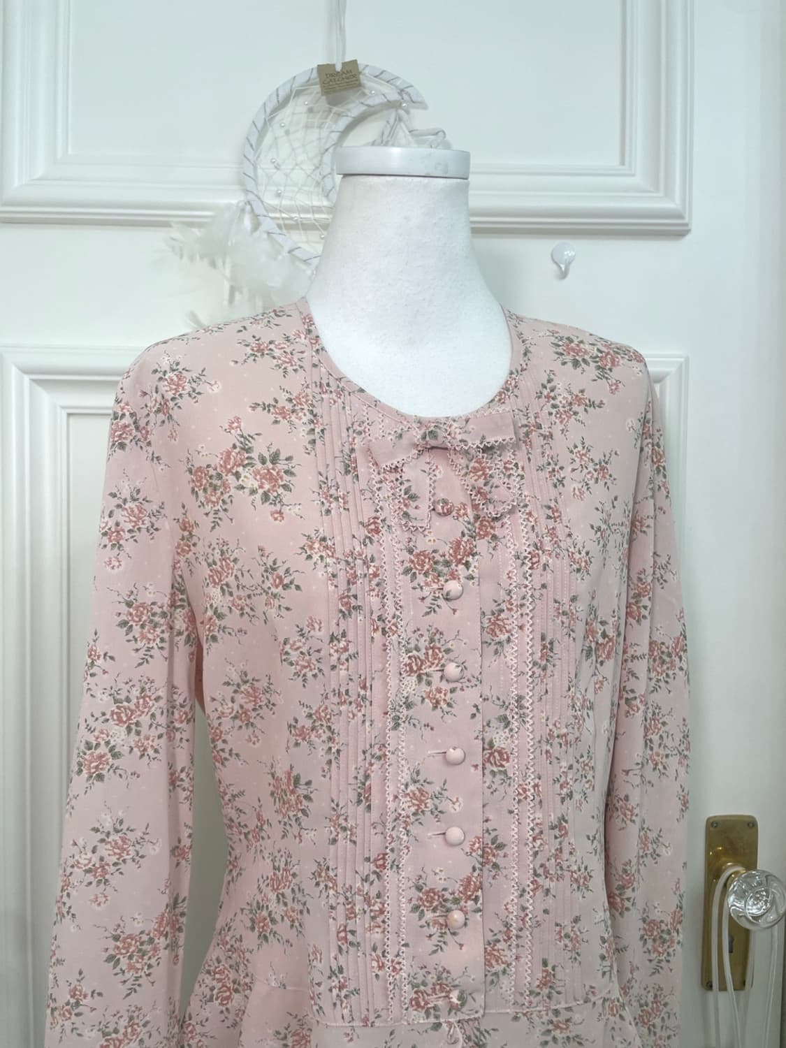 pink flower garden bow point blouse 상품이미지5