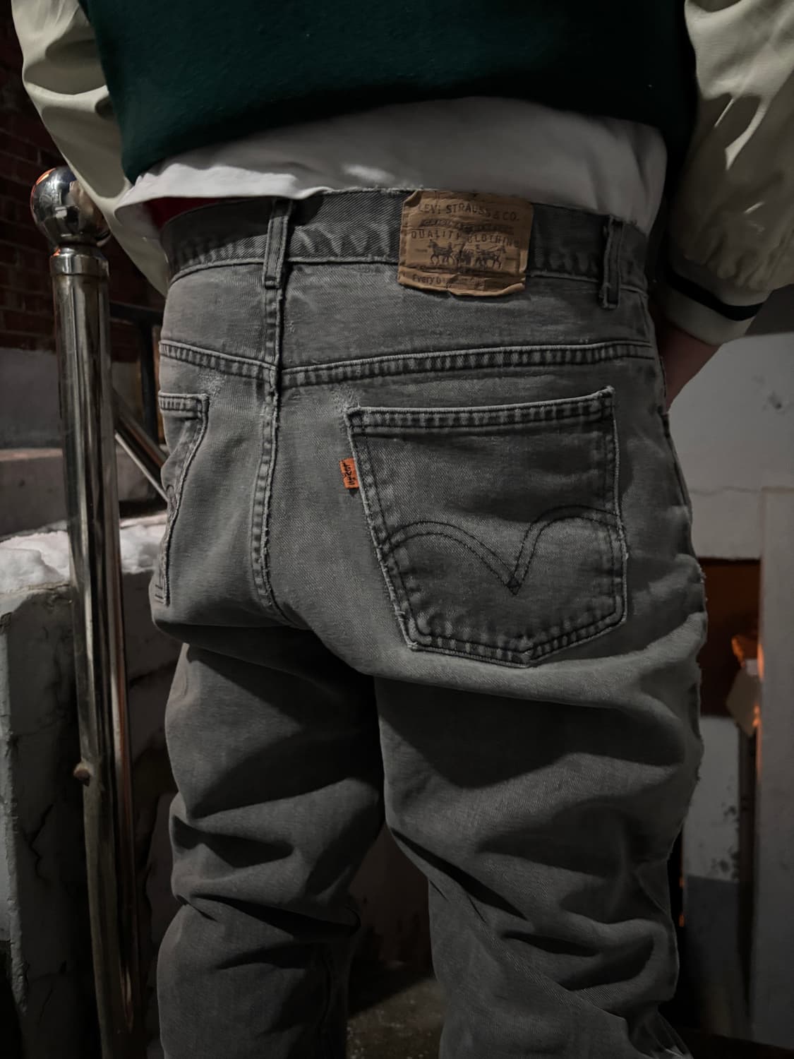 90s 리바이스 505 오렌지탭 흑청데님팬츠 상품이미지1