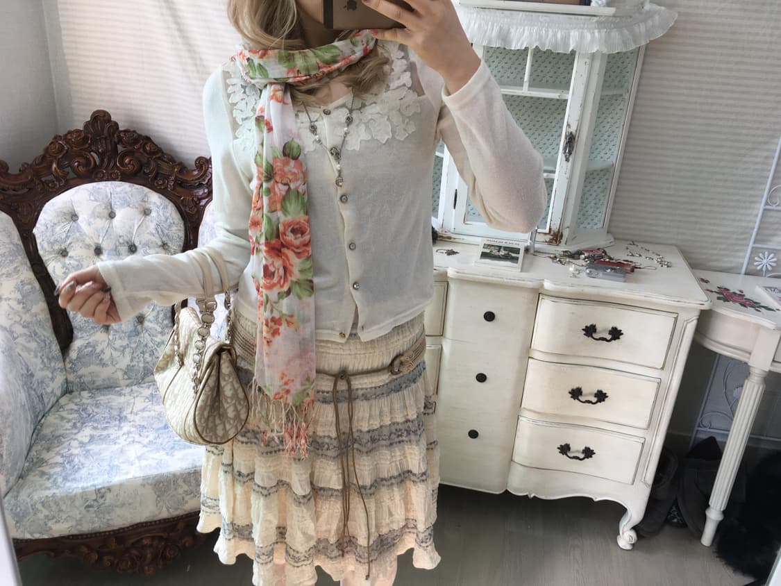 jpn vintage lace sheer ivory cardigan 상품이미지2