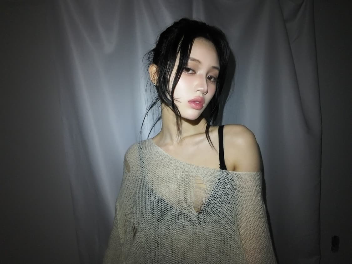 커스텀데미지시스루니트 아이보리  상품이미지5