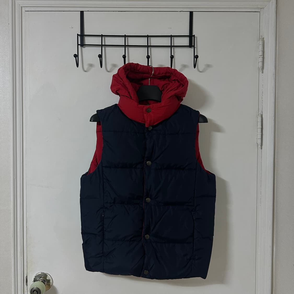 L 100 지프 리버서블 양면 덕다운 후드 패딩조끼 베스트 레드/네이비 상품이미지3