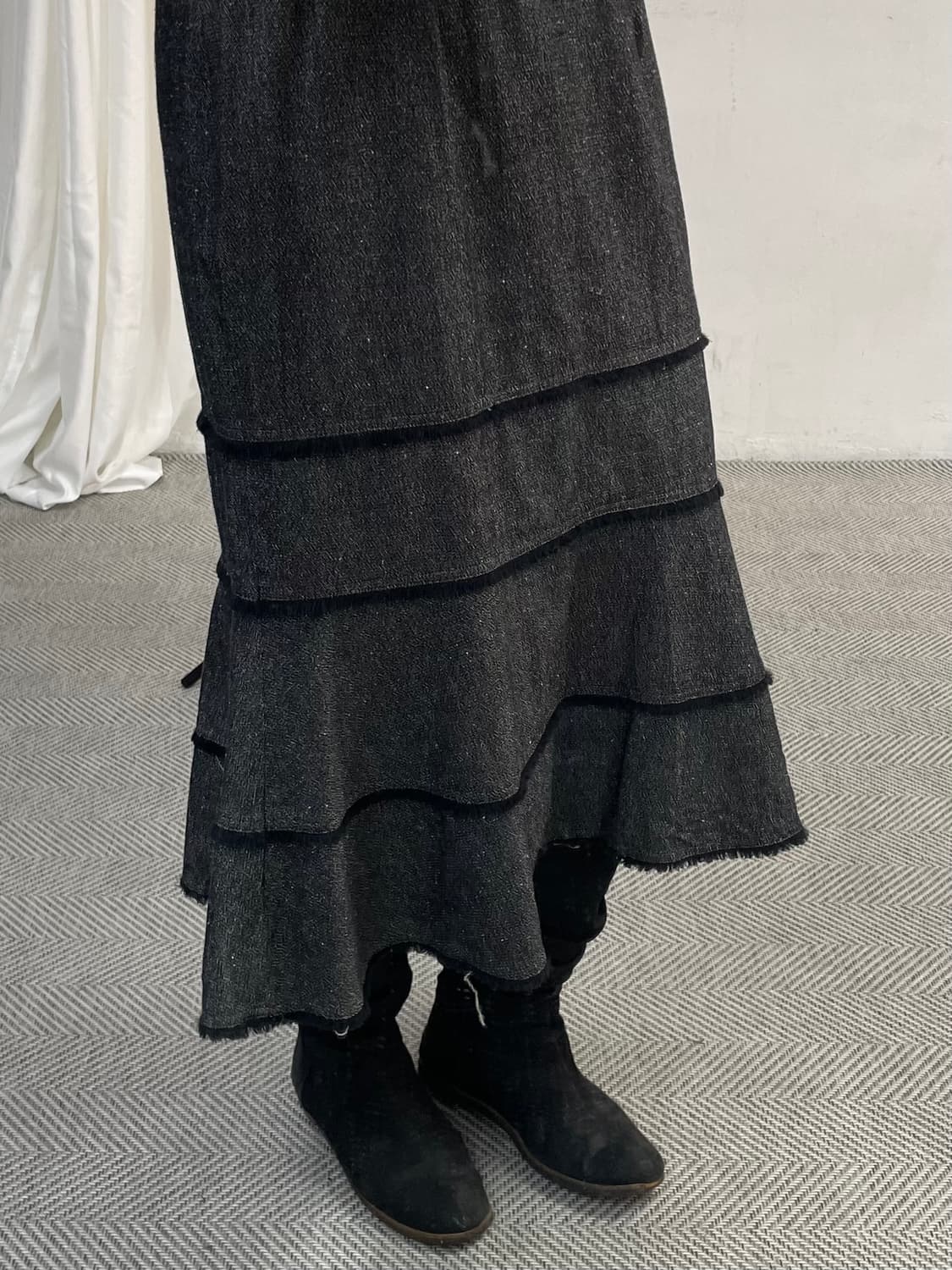 vintage 트위드 미디 스커트 상품이미지2