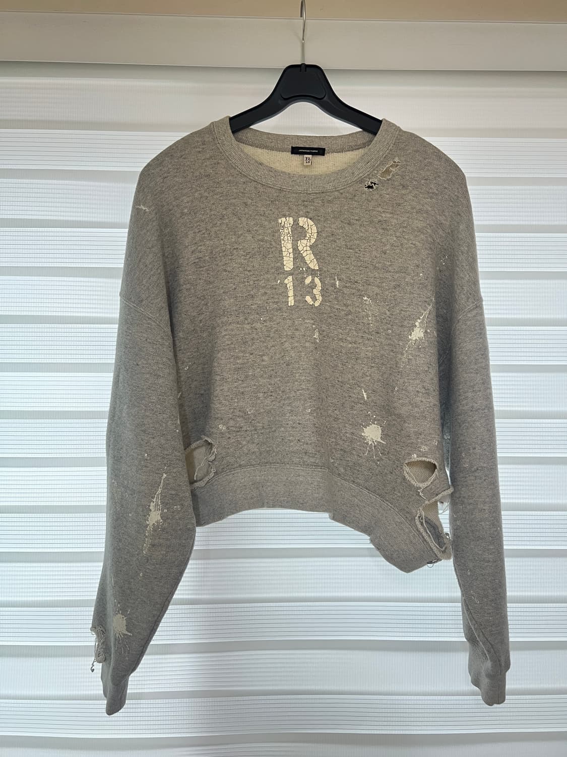 (XS) R13 디스트로이드 크롭 맨투맨 상품이미지1