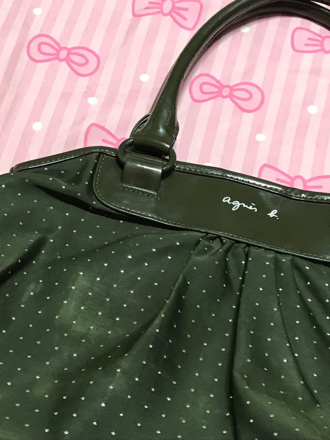 아네스베 그린 도트 별 y2k 토트백 상품이미지3