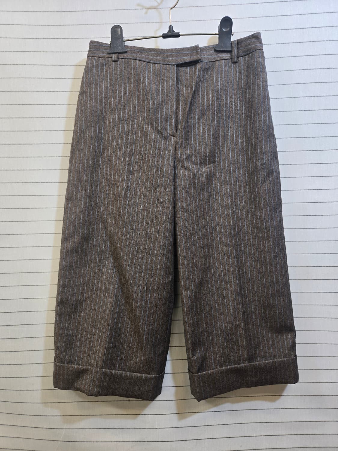 SjSJ SJSJ 체크 롤업 반바지 브라운 상품이미지1