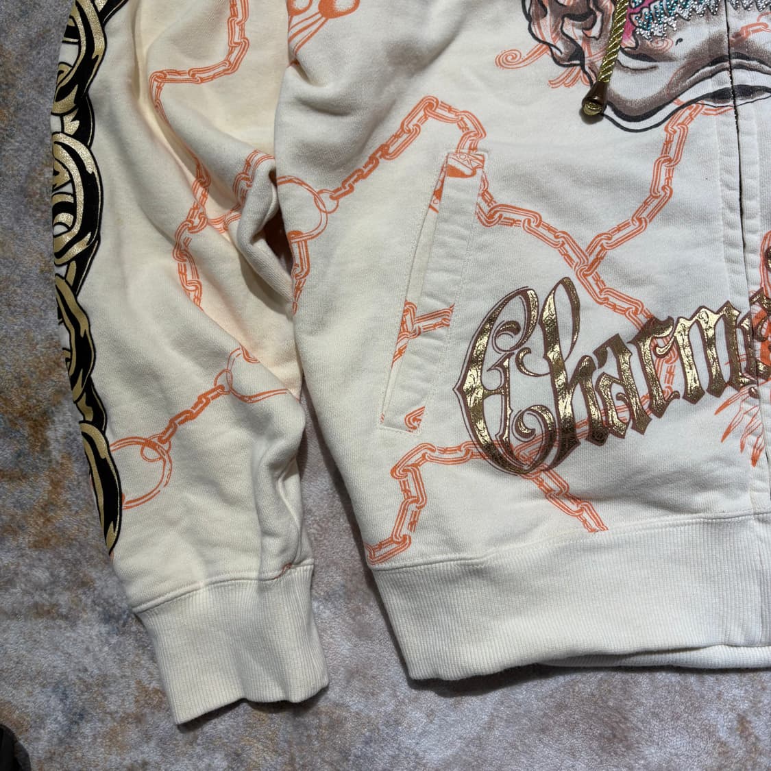 크리스찬 오디저 스컬 큐빅 후드집업 상품이미지7