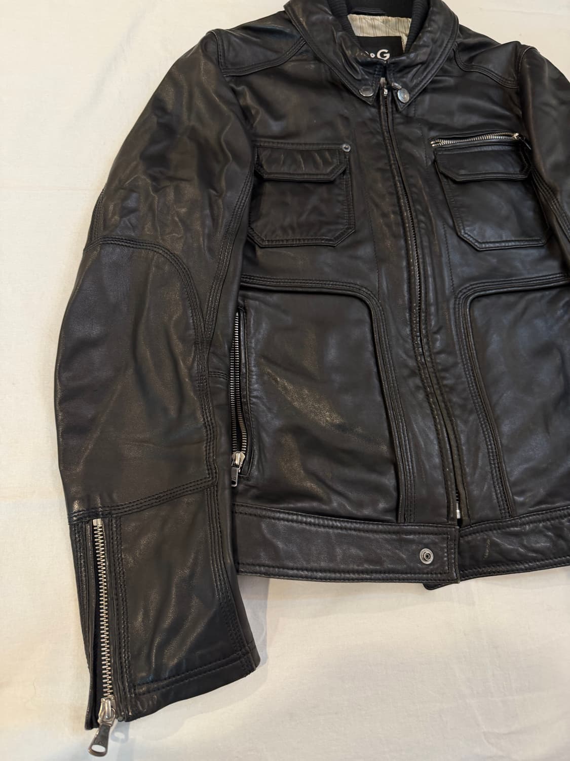 00s 돌체앤가바나 램스킨 멀티포켓 가죽자켓 블랙 상품이미지2