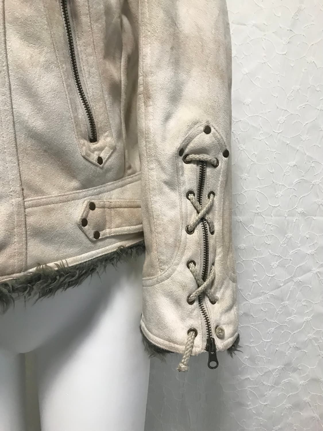 택포•빈티지 00s vkei 아카이브 퍼 트리밍 스웨이드 무스탕 점퍼 상품이미지7