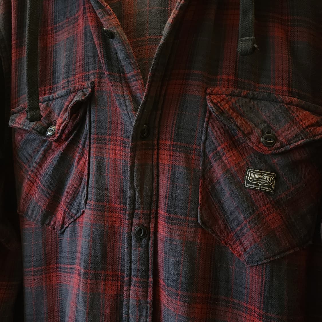 폴로 데님앤서플라이 플레드 셔츠 체크 후드 셔츠 Xl 상품이미지6