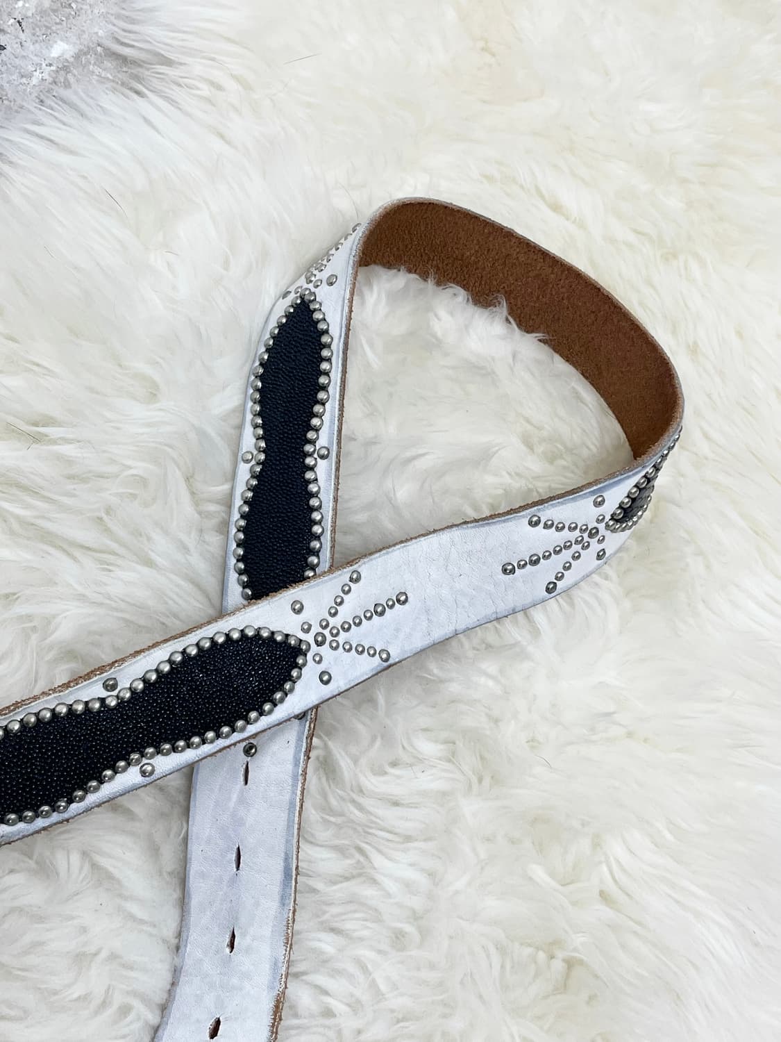 리얼레더 웨스턴 스터드 버클 벨트*레어 상품이미지5