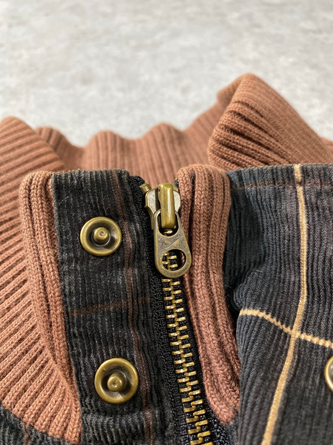 [L] 레어 00s Nike 브라운 스우시 코듀로이 체크 자켓 상품이미지4