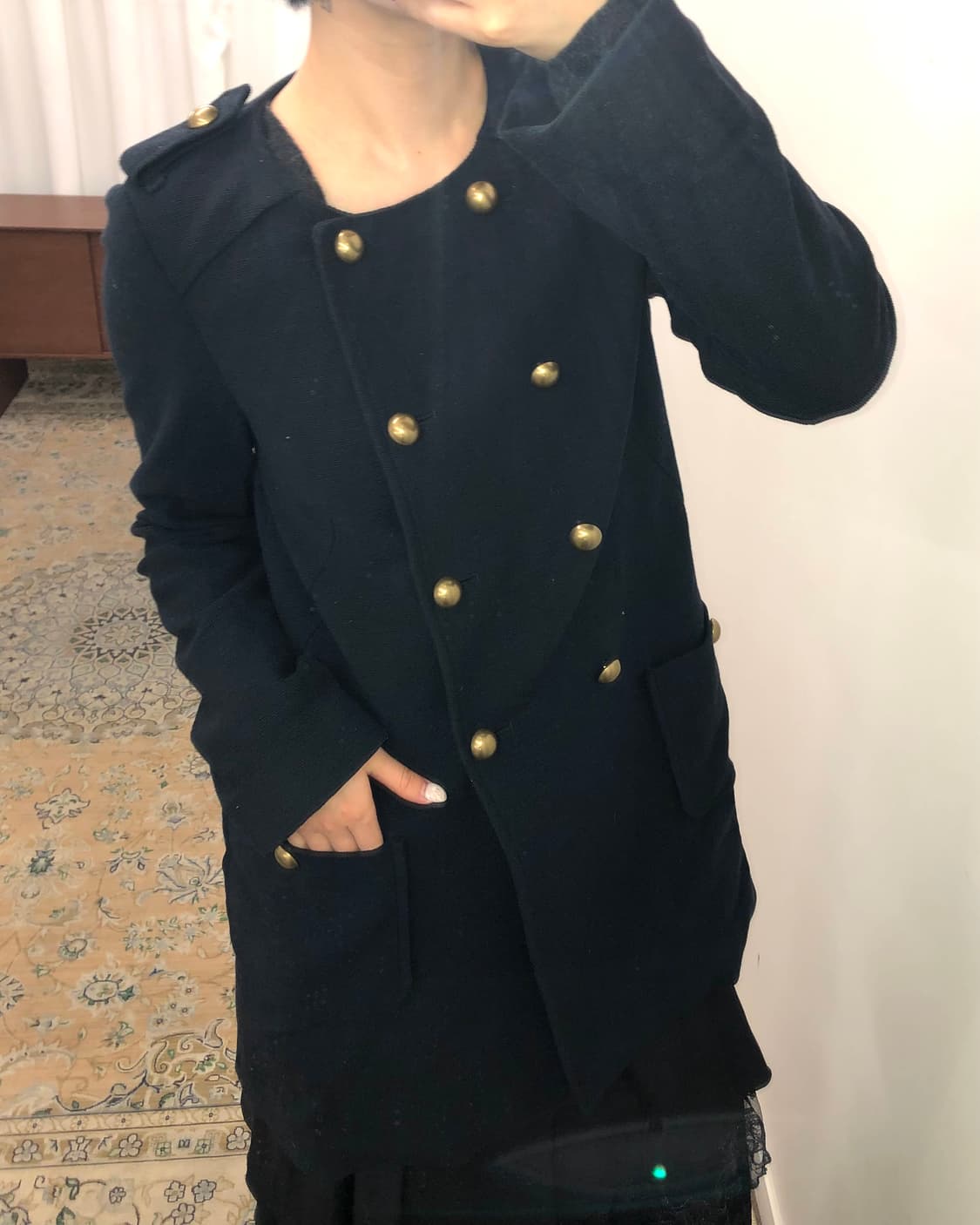 네이비 나폴레옹 롱 코트 상품이미지4