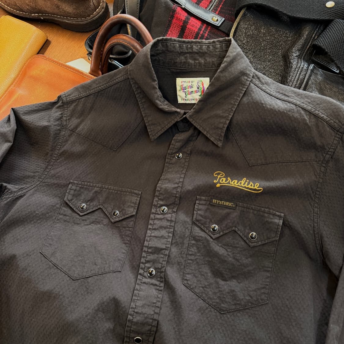 히스테릭 글래머 시어서커 체인스티치 셔츠 M 상품이미지4