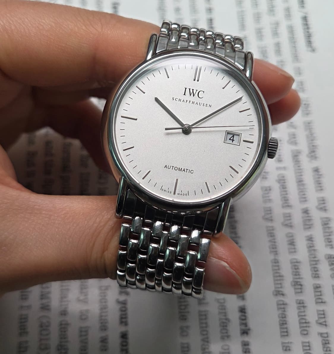 IWC 샤프하우젠 포르토피노38 실버판 오토매틱 쌀알 브레이슬릿 ver. 상품이미지5