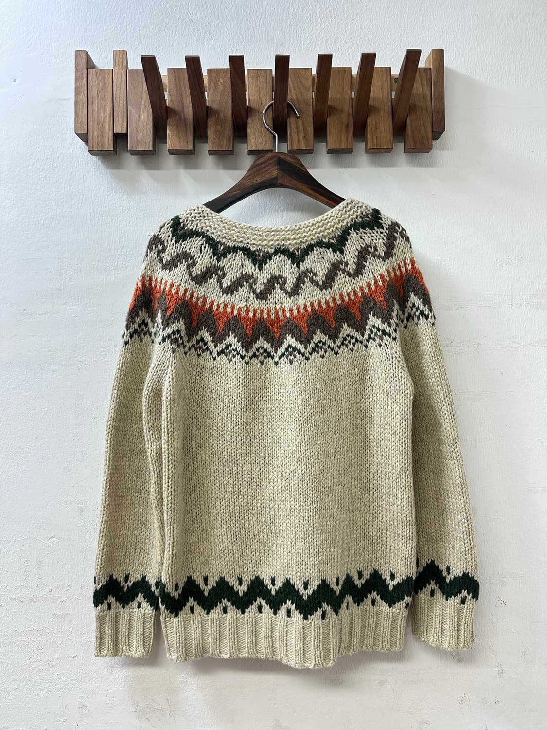 일본빈티지 Pual ce cin 울100% 노르딕 우드 버튼 니트 가디건 상품이미지4