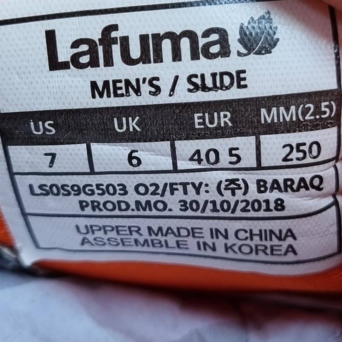 라푸마 아웃도어 오렌지 운동화 250 상품이미지6