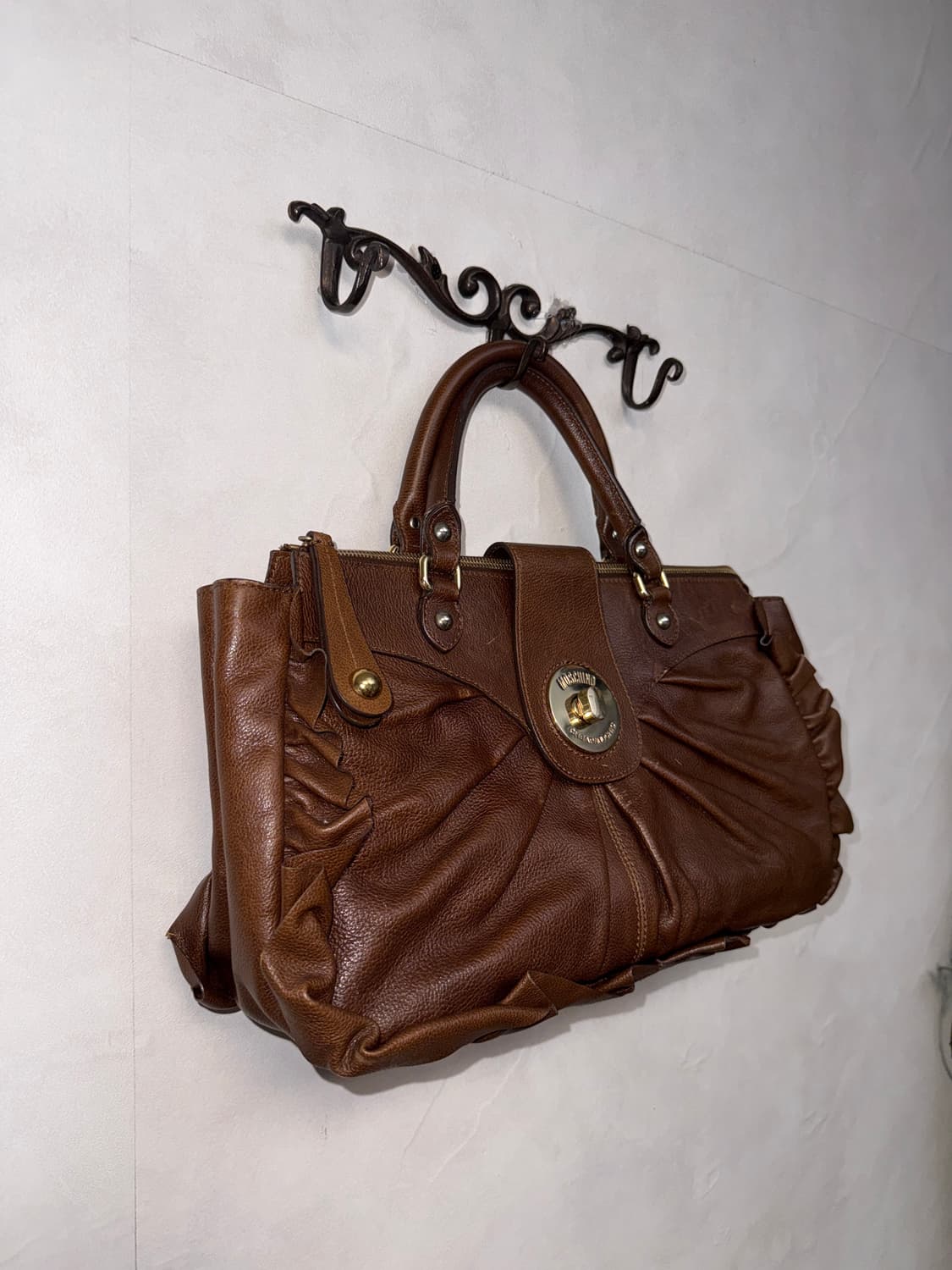 MOSCHINO leather shirring ruffle 숄더백 상품이미지2