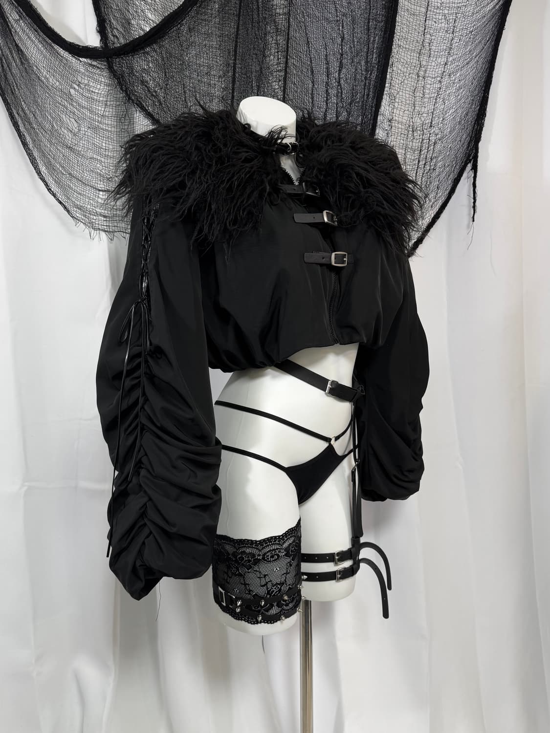 fur belt corset crop jacket 상품이미지3