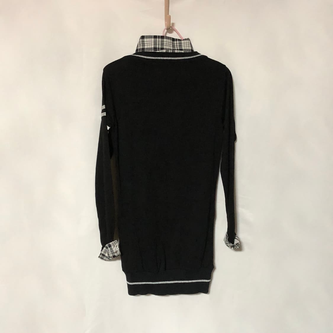 레이어드 체크 셔츠 가디건 블랙 상품이미지9