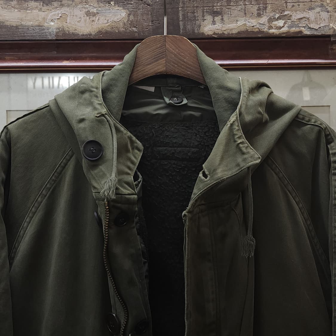 빈티지 프랑스군 m64 밀리터리 모즈파카 올리브 그린 페이딩 92C 상품이미지3