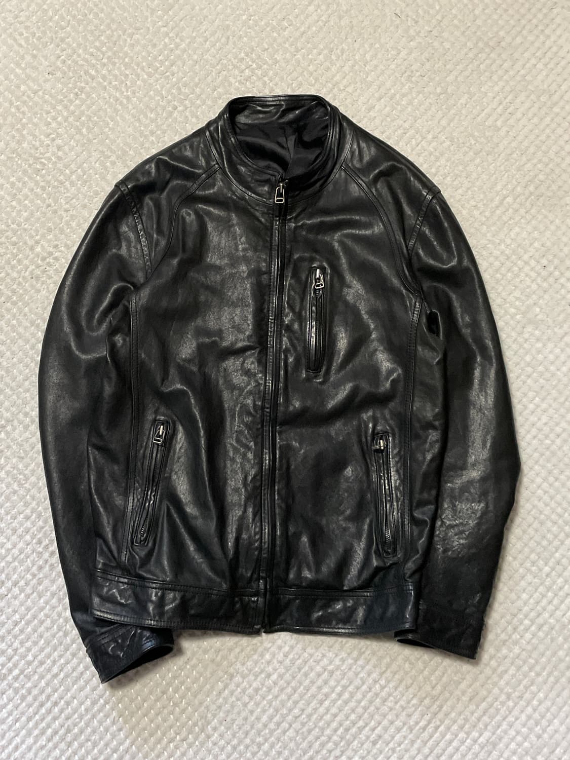 광희시장 웨스턴 무드 램스킨 양가죽 절개 레더 자켓 상품이미지1