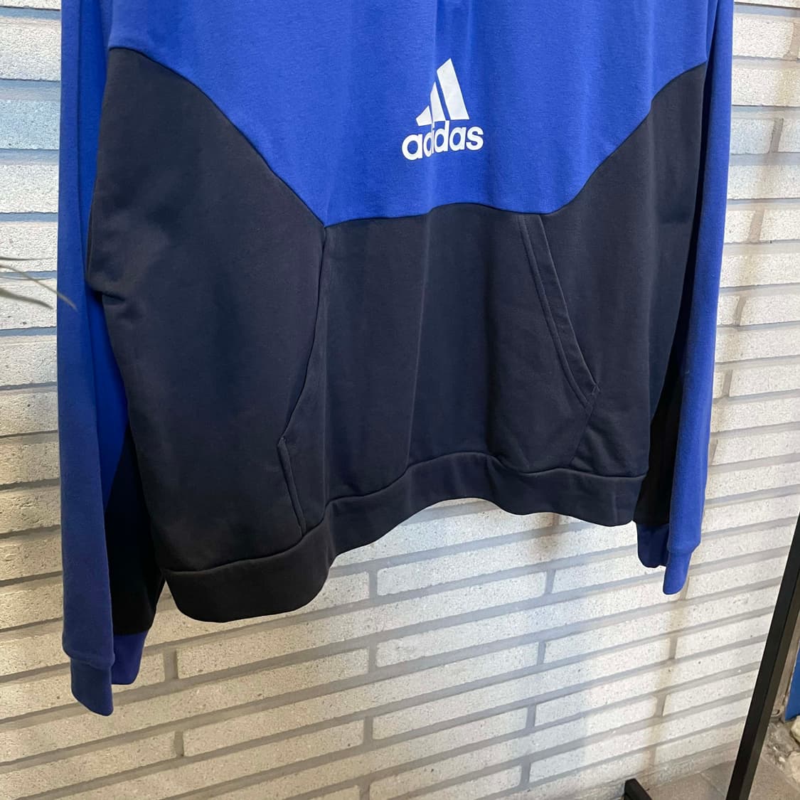 아디다스 반집업 맨투맨 하이넥 캥거루 포켓 배색 디테일 블루 네이비 상품이미지5
